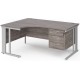 Maestro Cantilever Ergonomic Corner Desk with Fixed Pedestal